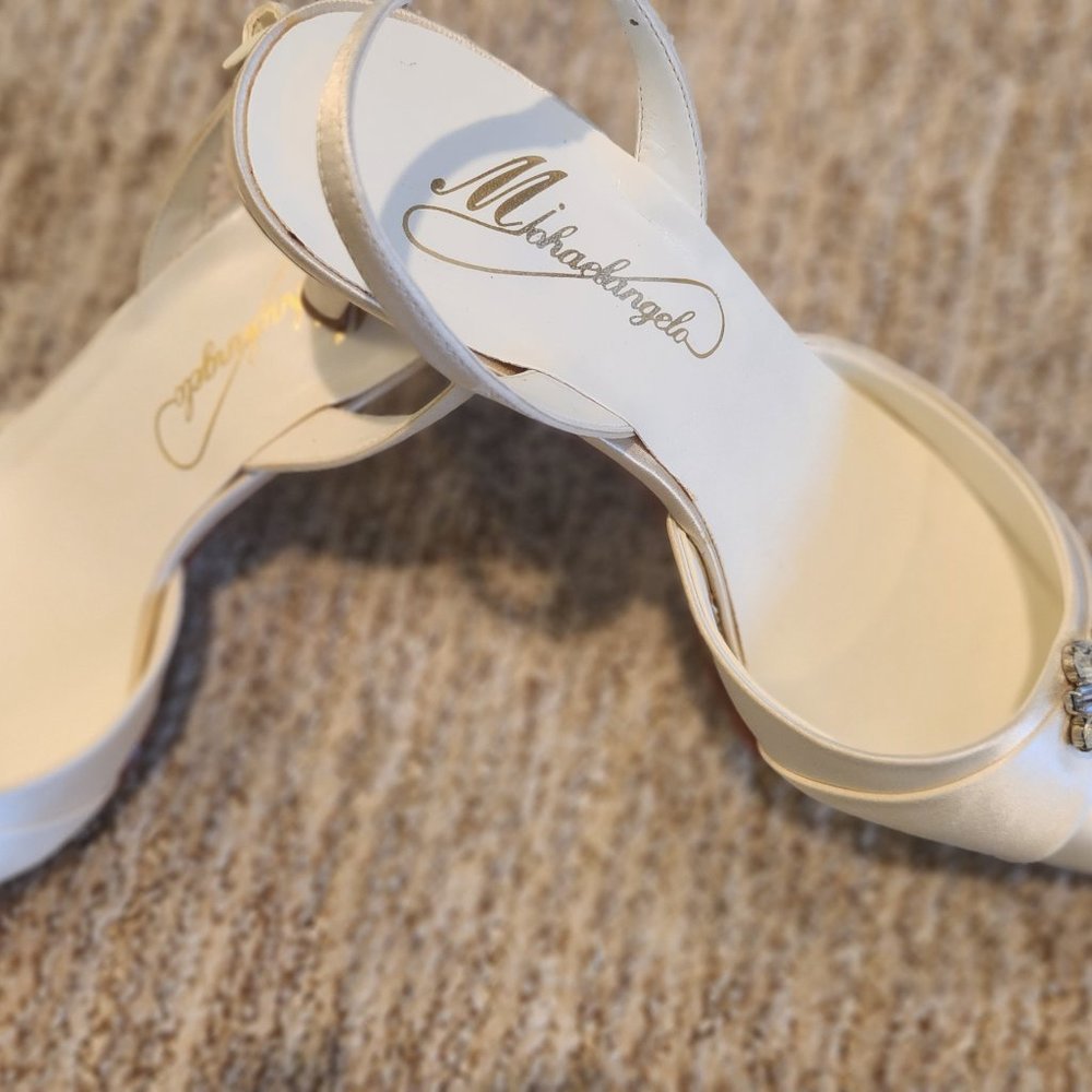 Michaelangelo - Womens Ivory Bridal Satin Shoe - New - Picture 5 of 12